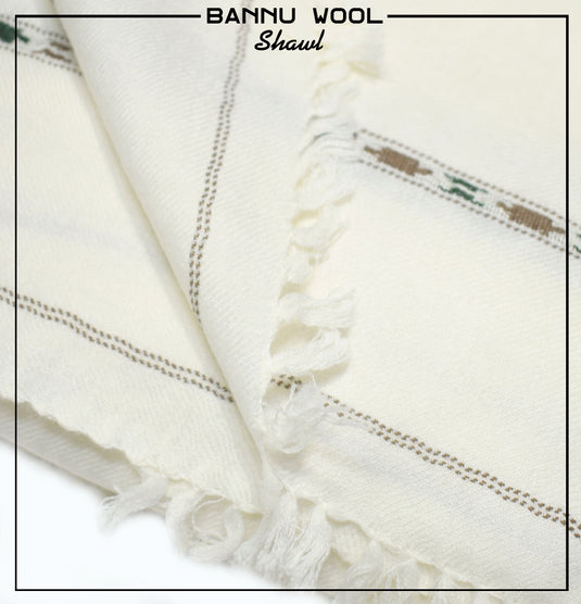 Gents Bannu Wool Shawl | Off White