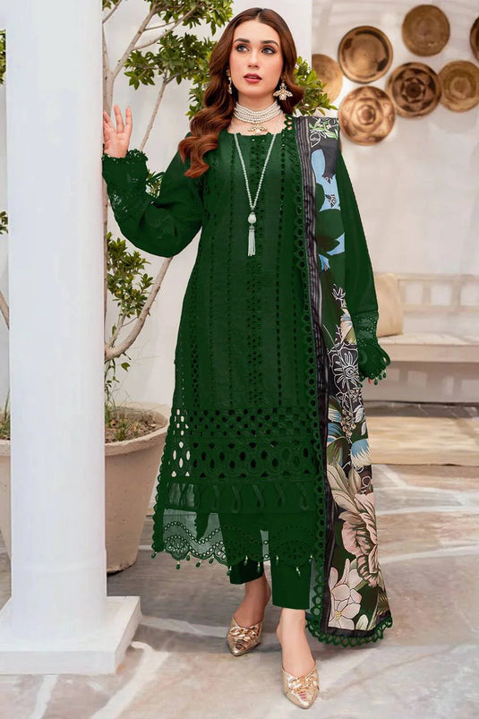 Chikenkari Lawn 3PC Embroidered Shirt with Silk Dupatta MD-0007A