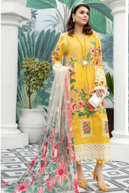 Adan Libas Linen Dress With Bamber Chiffon Dupatta 1002