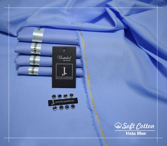 J. Egyption Soft Cotton Unstitched Suit for Men | Vista Blue