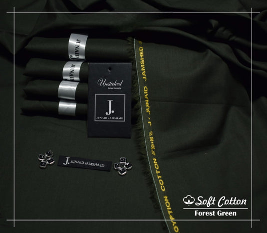 J. Egyption Soft Cotton Unstitched Suit for Men | Forest Green
