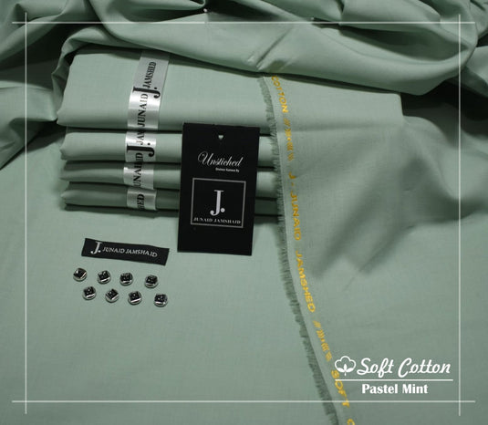 J. Egyption Soft Cotton Unstitched Suit for Men | Pastel Mint