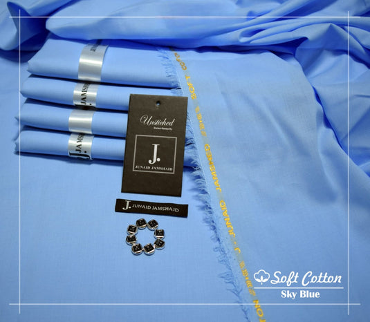 J. Egyption Soft Cotton Unstitched Suit for Men | Sky Blue
