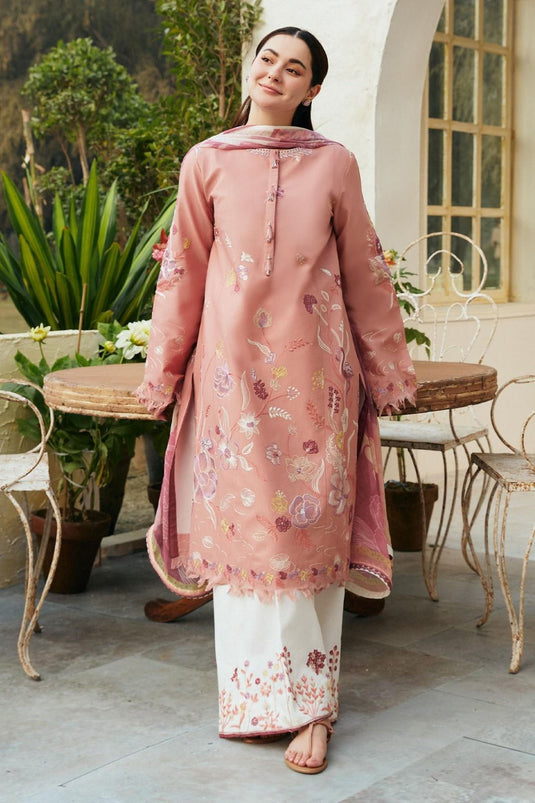 Lawn 3PC Embroidered Shirt with Printed Dupatta MD-00031