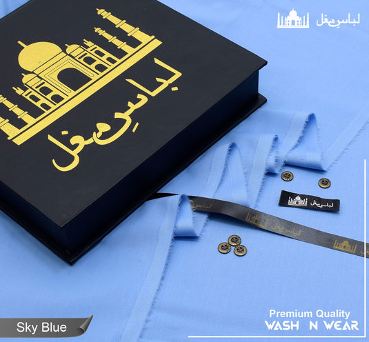 Libas E Mughal Wash and Wear Suit for Men | Sky Blue