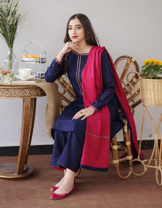 Aisling-3PC Embroidered Lawn Shirt with Lawn Shawl MD-007