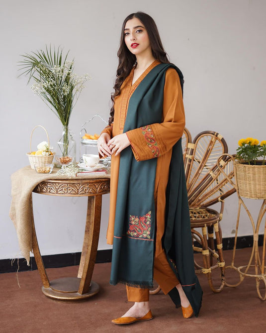 Aisling-3PC Embroidered Lawn Shirt with Lawn Shawl MD-006