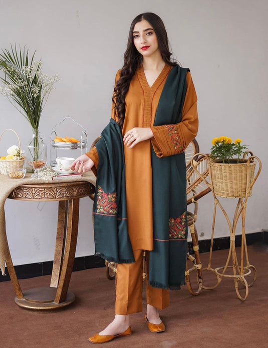 Aisling-3PC Embroidered Lawn Shirt with Lawn Shawl MD-006