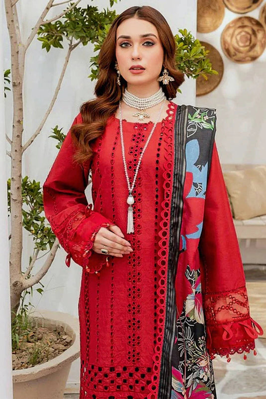 Chikenkari Lawn 3PC Embroidered Shirt with Silk Dupatta MD-0007B