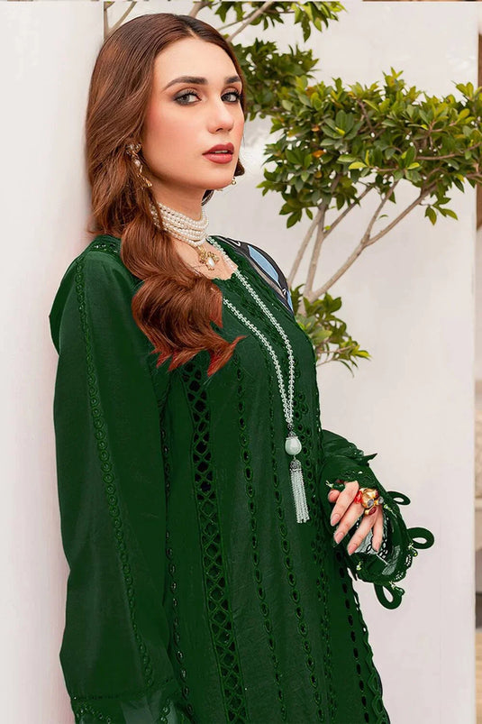 Chikenkari Lawn 3PC Embroidered Shirt with Silk Dupatta MD-0007A