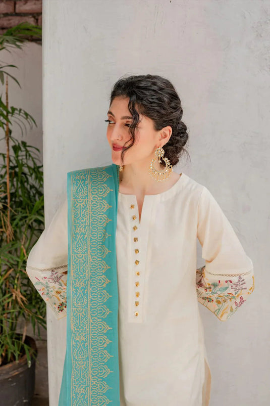 Lawn 3PC Embroidered Shirt with Printed Dupatta MD-00022